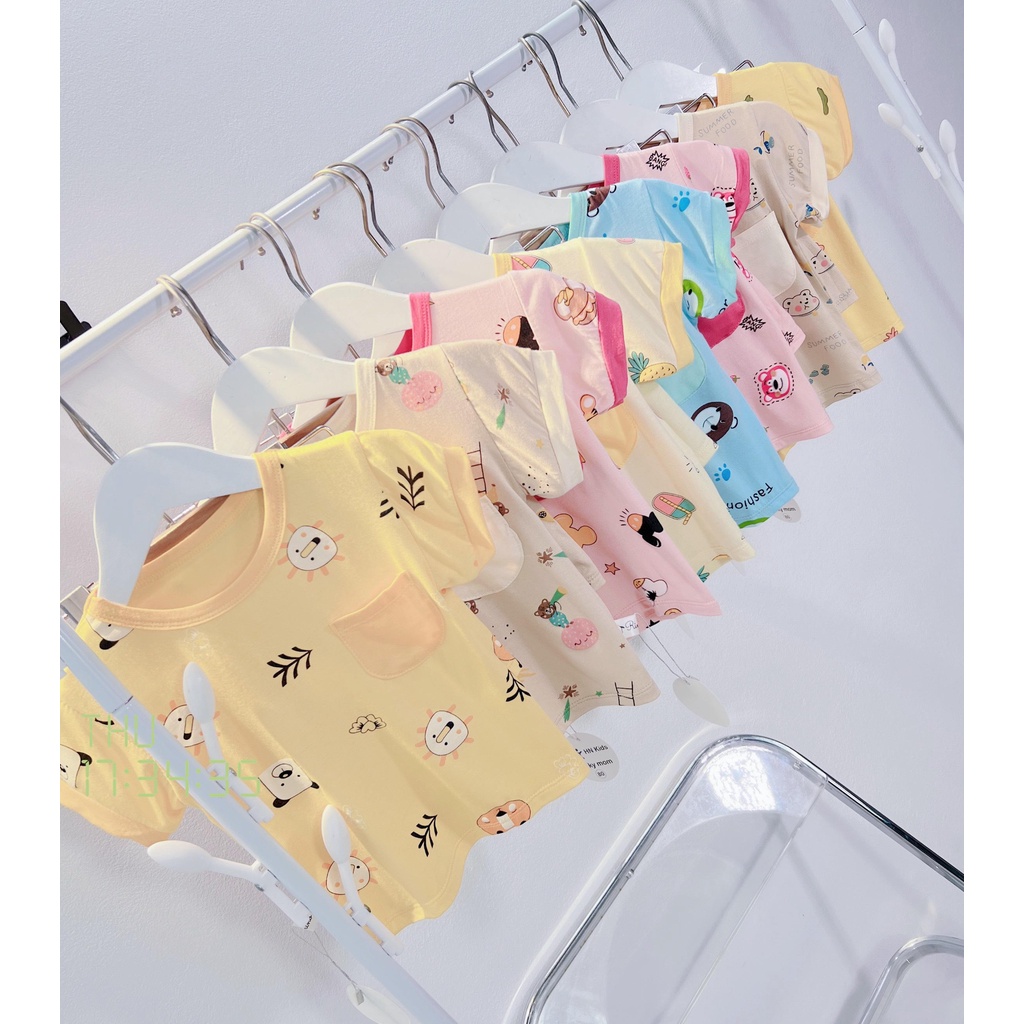 Bộ quần áo cộc tay mùa hè vải thun lạnh mát sài gòn Minky Mom Việt Nam bé trai bé gái 7-13kg