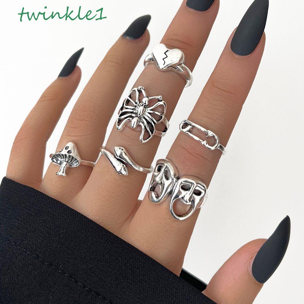 Set 6 Nhẫn Đeo Khớp Ngón Tay Kim Loại Thời Trang Nữ
