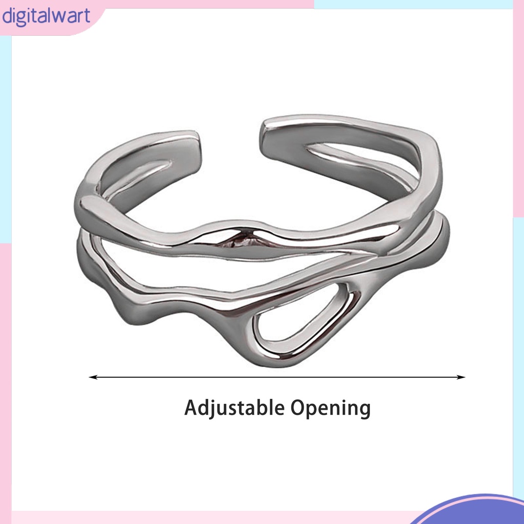 Nhẫn Hở Hai Đường Kẻ Hình Học Sáng Bóng Có Thể Điều Chỉnh Thời Trang Dự Tiệc Cho Nữ