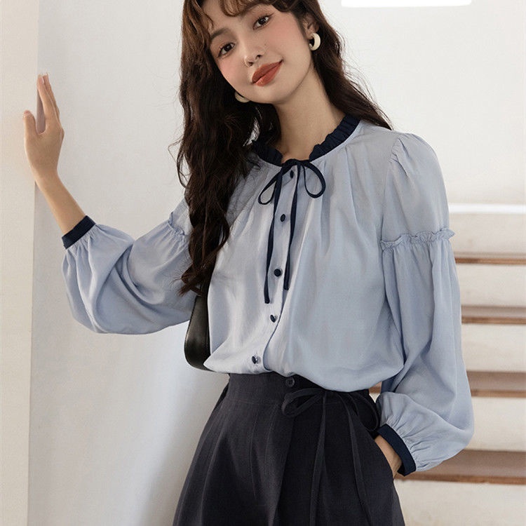 Áo Sơ Mi Selvedge Dáng Rộng Phong Cách Hàn Quốc Thời Trang Mùa Thu 2022 Cho Nữ