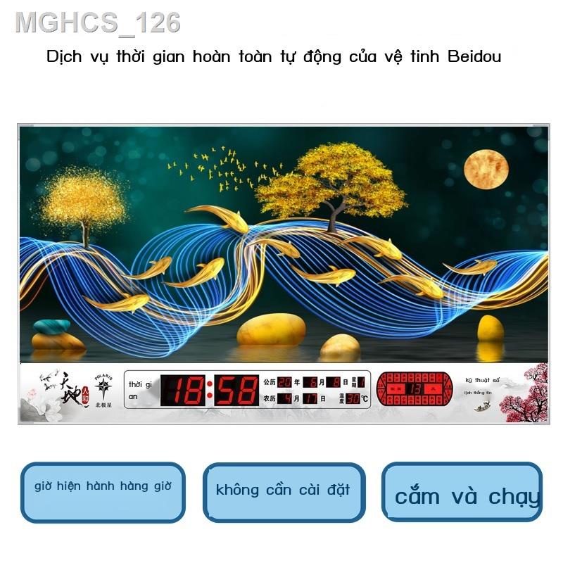 ☽ Polaris mới lịch vạn niên điện tử đồng hồ treo tường treo tường tắt tiếng dạ quang trang trí phòng khách tranh đồng hồ