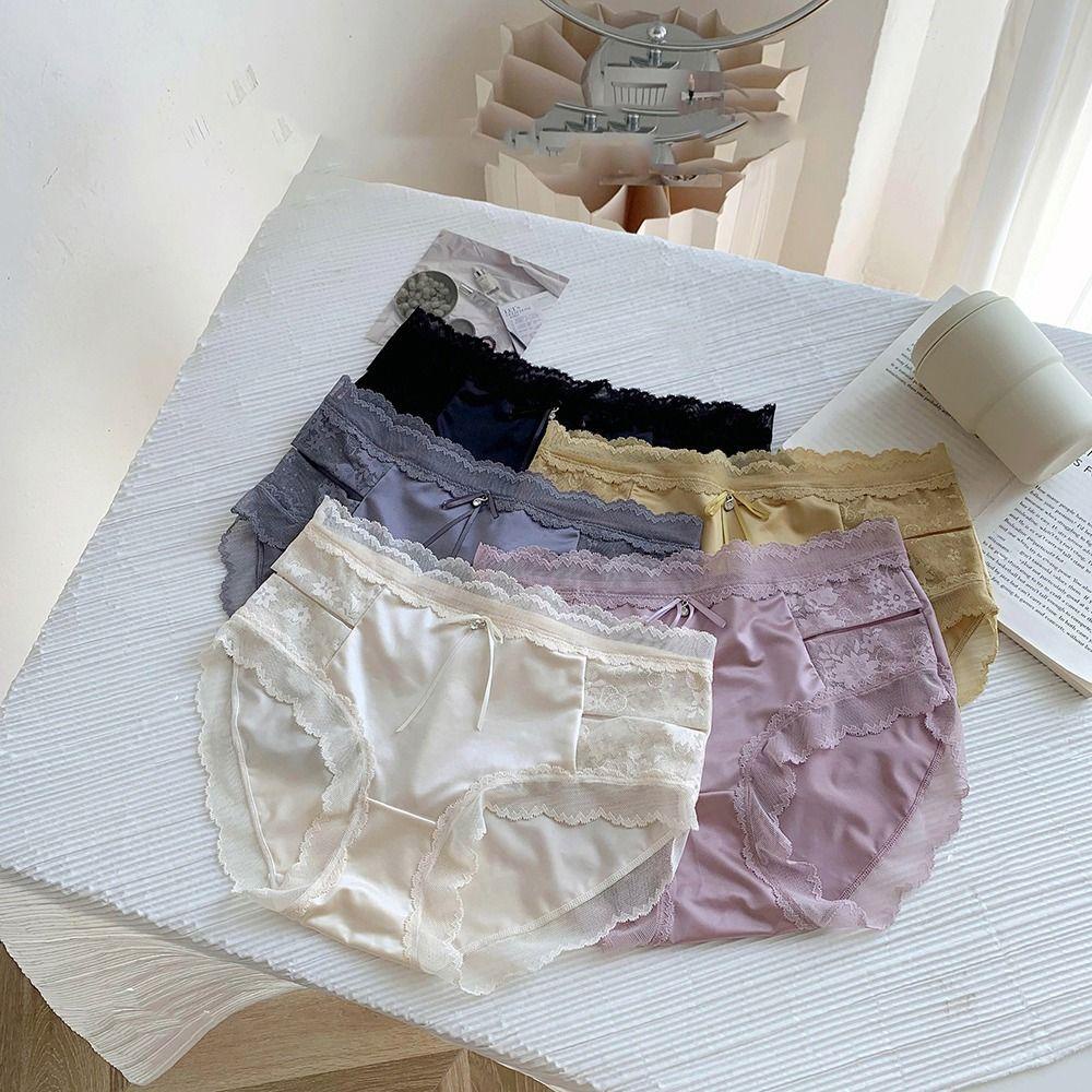 Quần Lót Satin Viền Ren Lưng Vừa Thoải Mái Thanh Lịch Cho Nữ