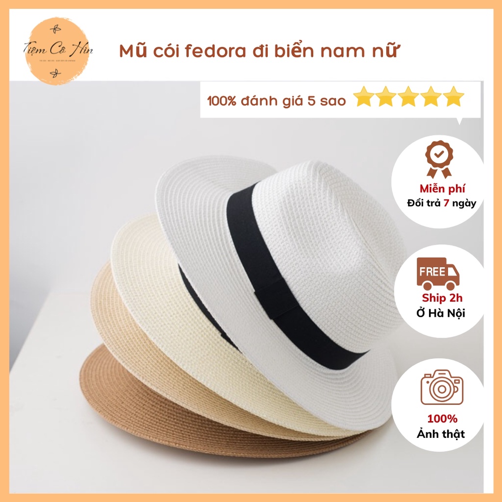 Mũ cói fedora đi biển cho nam nam nữ Tiệm Cô Hìn ship 1h đóng thùng không lo hỏng lỗi 1 đổi 1