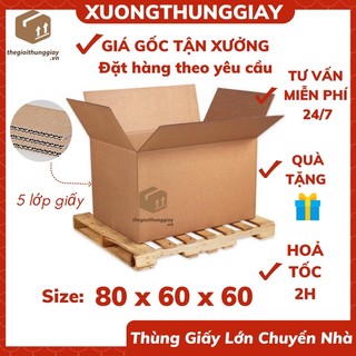 Thùng giấy chuyển nhà siêu lớn 80x60x60-80x80x80 5 lớp, thùng carton đóng gói tủ lạnh, máy giặt, thùng đựng quần áo