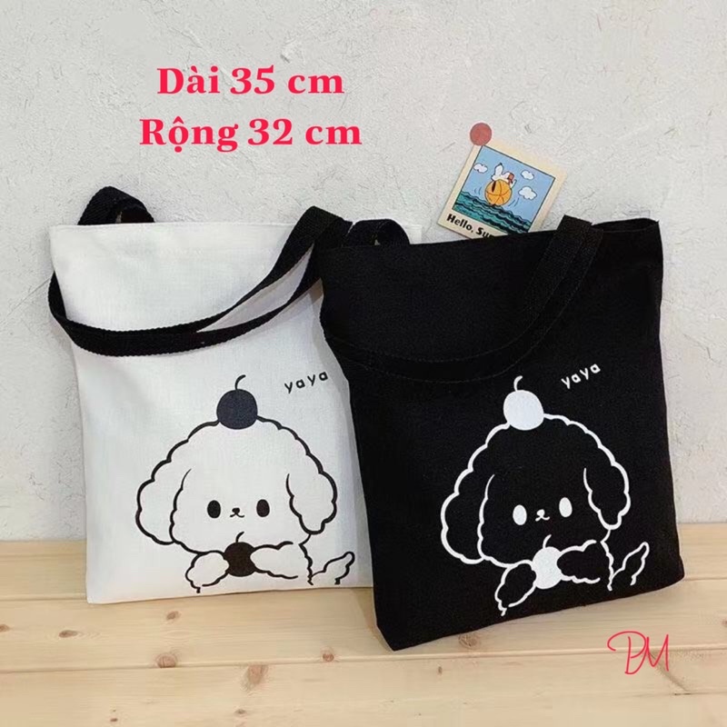 Túi tote vải kaki đeo vai có khóa kéo phong cách Hàn Quốc Túi canva giá rẻ lại đẹp đi học đi chơi đi làm đều trend