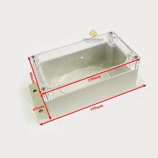 Hộp nhựa 158x90x65mm có tai nắp trong suốt