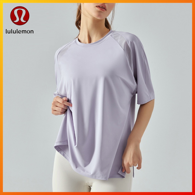 Lululemon Áo Thun Thể Thao Tay Ngắn Phối Lưới Thoáng Khí DST416