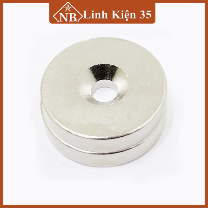 Bộ 2 viên nam châm đất hiếm tròn kích thước 15x3mm có lỗ, từ tính mạnh, chống oxy hóa cao