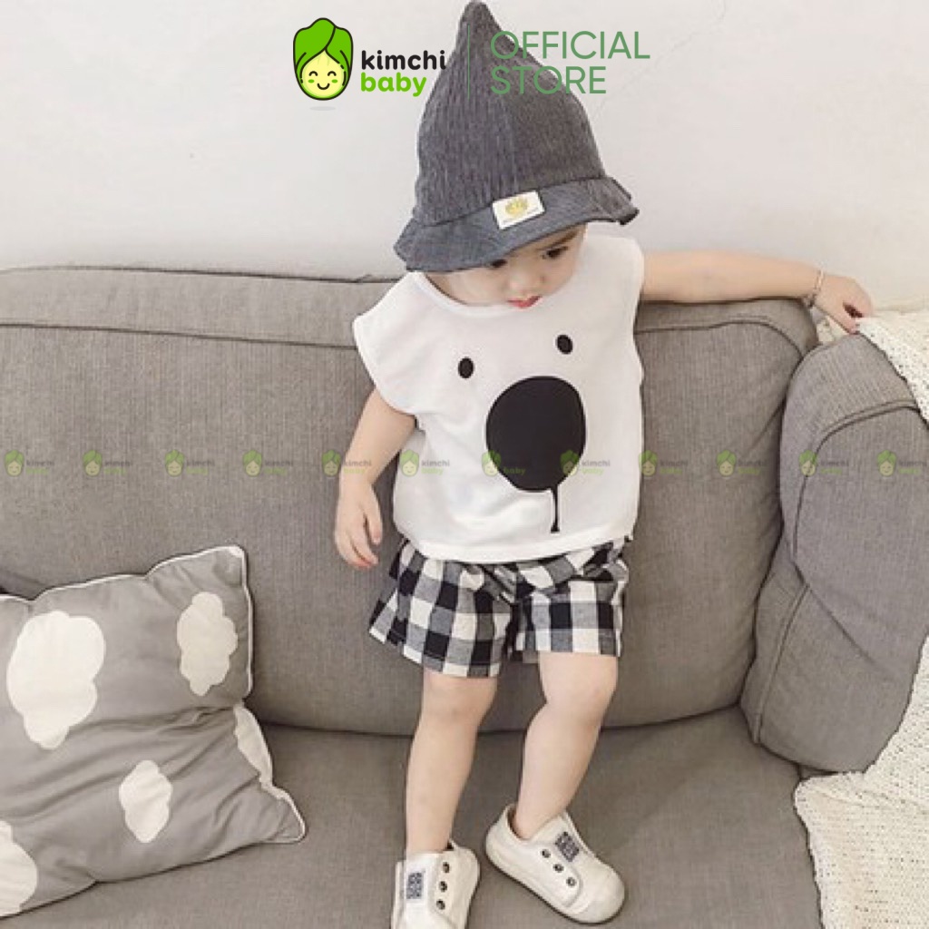 Bộ Ba Lỗ Bé Trai, Bé Gái CHAUKIDS Vải Cotton Quần Thô Mềm Kẻ, Bộ Quần Áo Cho Bé Tay Hến Cực Đẹp CK49