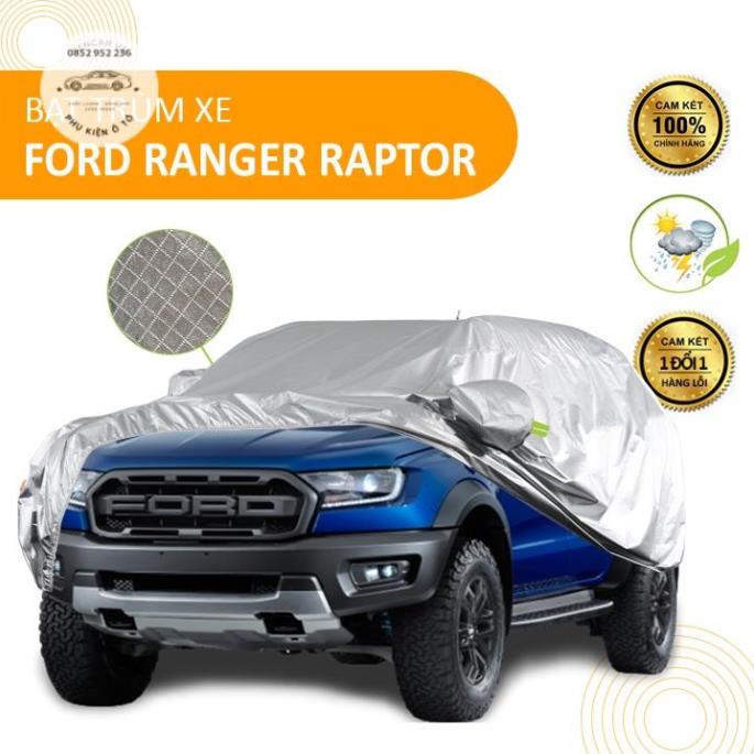 Bạt che phủ xe bán tải Ford Ranger Raptor chống nắng mưa - bạt trùm xe ô tô 3 lớp chống nóng không thấm nước . .