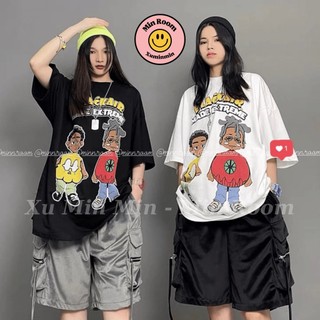 Áo Thun Tay Lỡ By Min- Form Rộng Unisex 2 Màu Đen/ Trắng In Hình 2 Cậu Bé