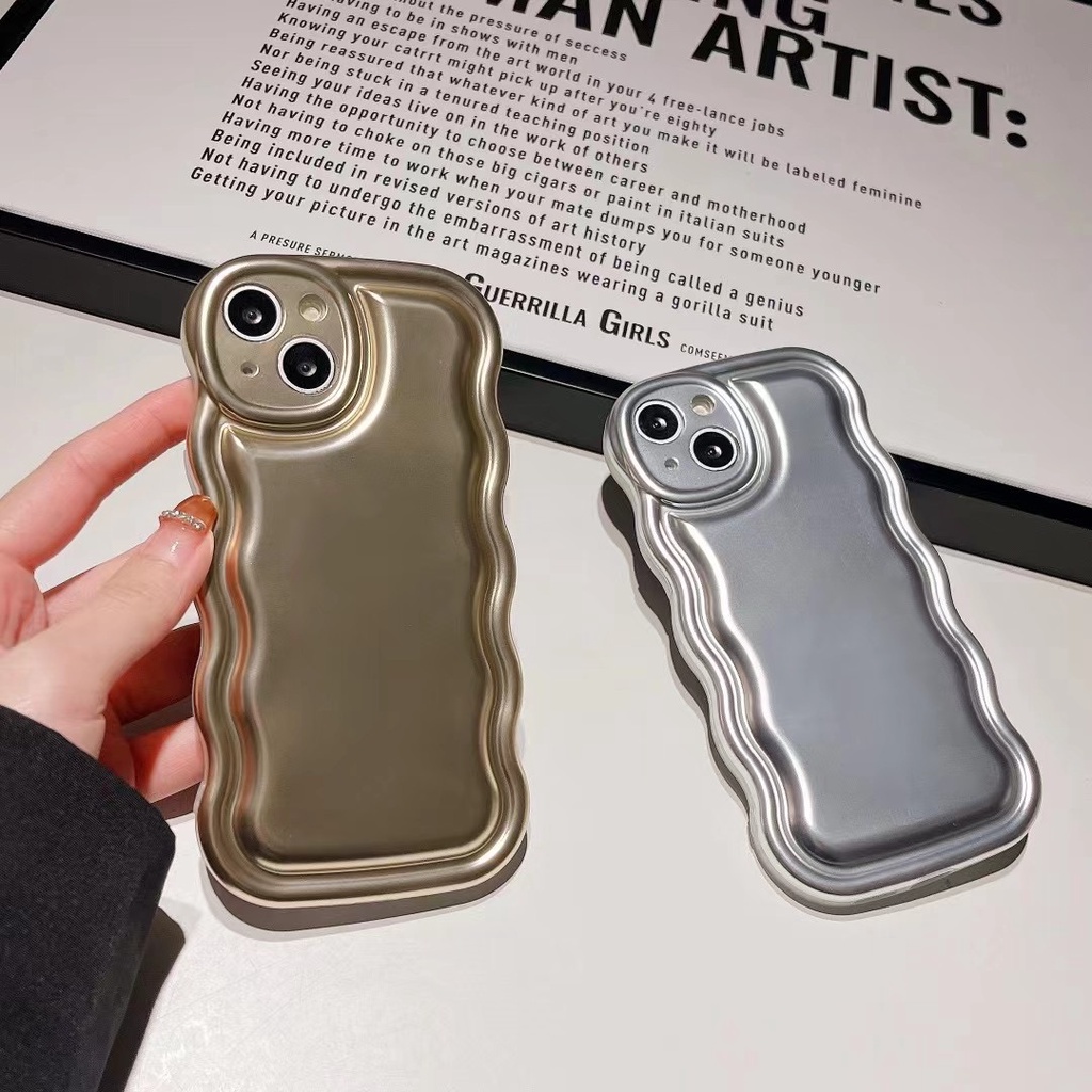Ốp Điện Thoại Mềm Mạ Bạc Họa Tiết Gợn Sóng Cho Iphone 14 pro max 12 pro max simple 11 pro max xs max xr x 13Proax plus