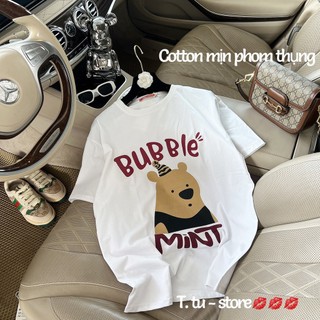 áo phông gấu unisex_áo thun nữ cộc tay in hình 3màu_bubble