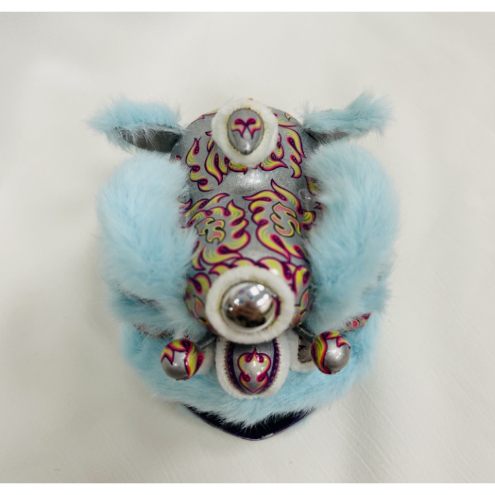 雄狮之王-浅蓝 Đầu Sư Tử Nhảy Múa Bằng Nhựa Resin Thủ Công Dùng Trang Trí Xe Hơi Dịp Năm Mới