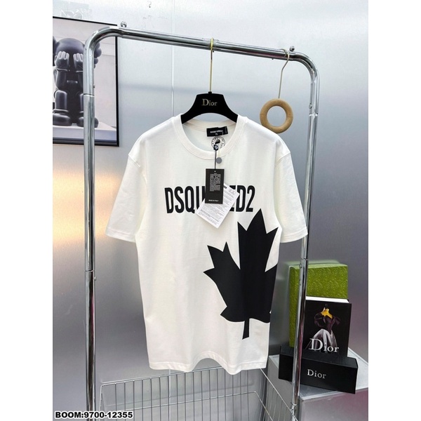 Áo Thun Cotton Nam In Hình Chiếc Lá DSQ Vải Mềm Mịn Thờ Trang Hè Cho Nam