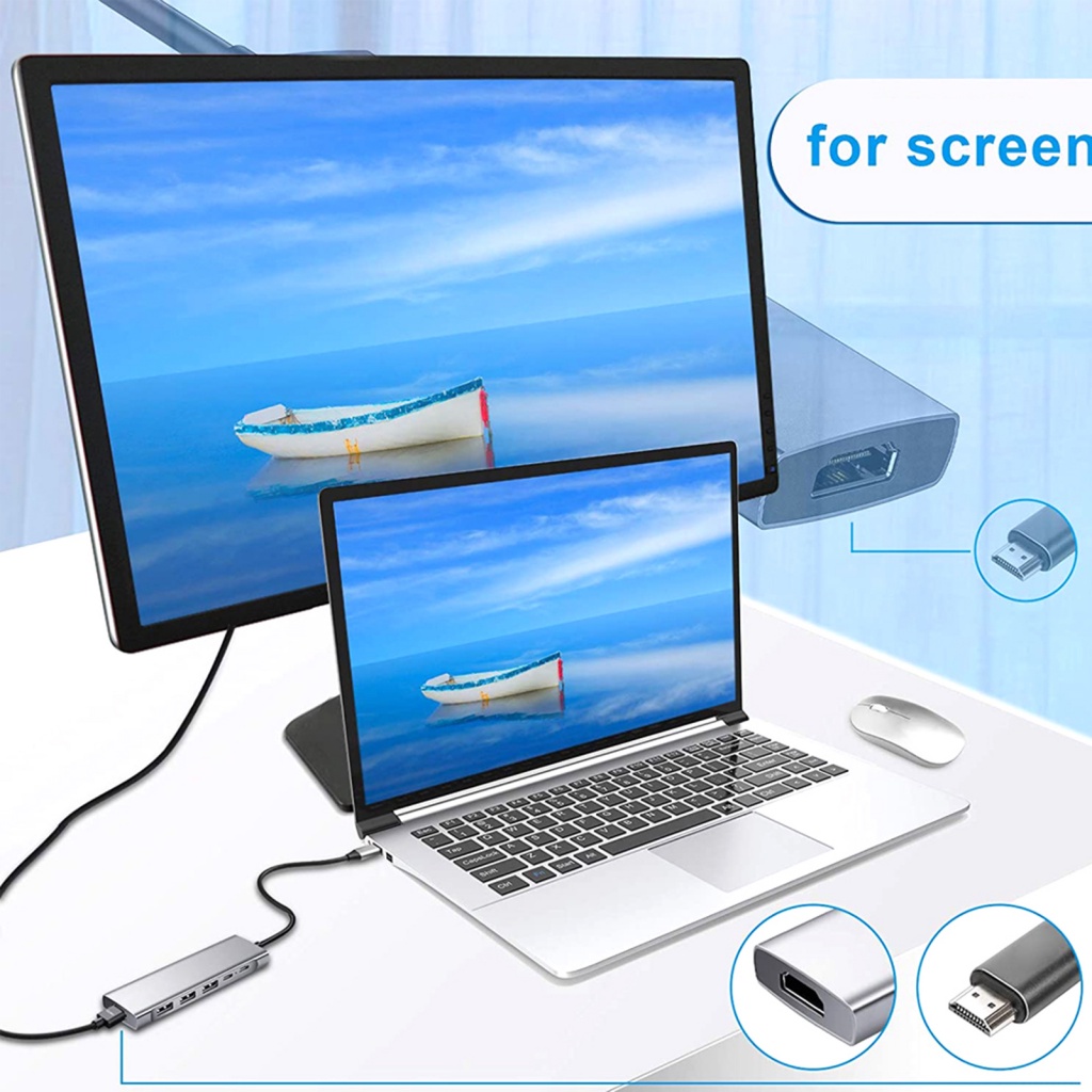 Trạm Sạc Nhanh PD Chuyển Đổi Cổng Type-C Sang HDMI 4K USB3.0 9 Trong 1 Cho Văn Phòng