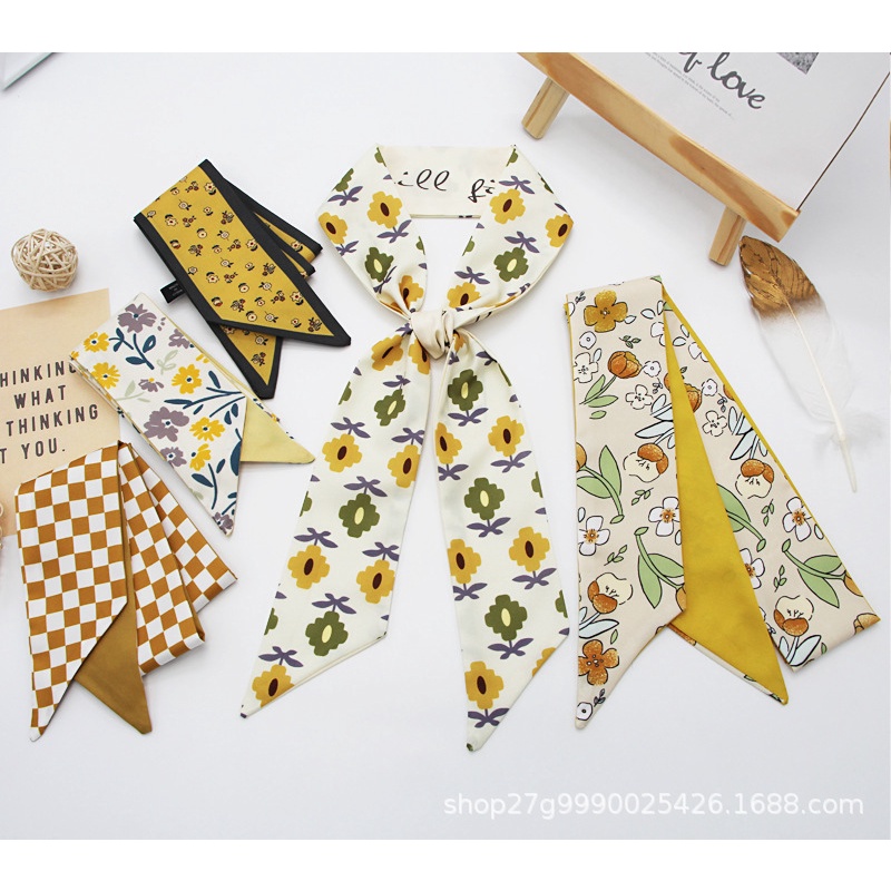 Khăn Quàng Cổ / Túi Xách / Băng Đô Đa Năng In Họa Tiết Hoa Xinh Xắn Thời Trang