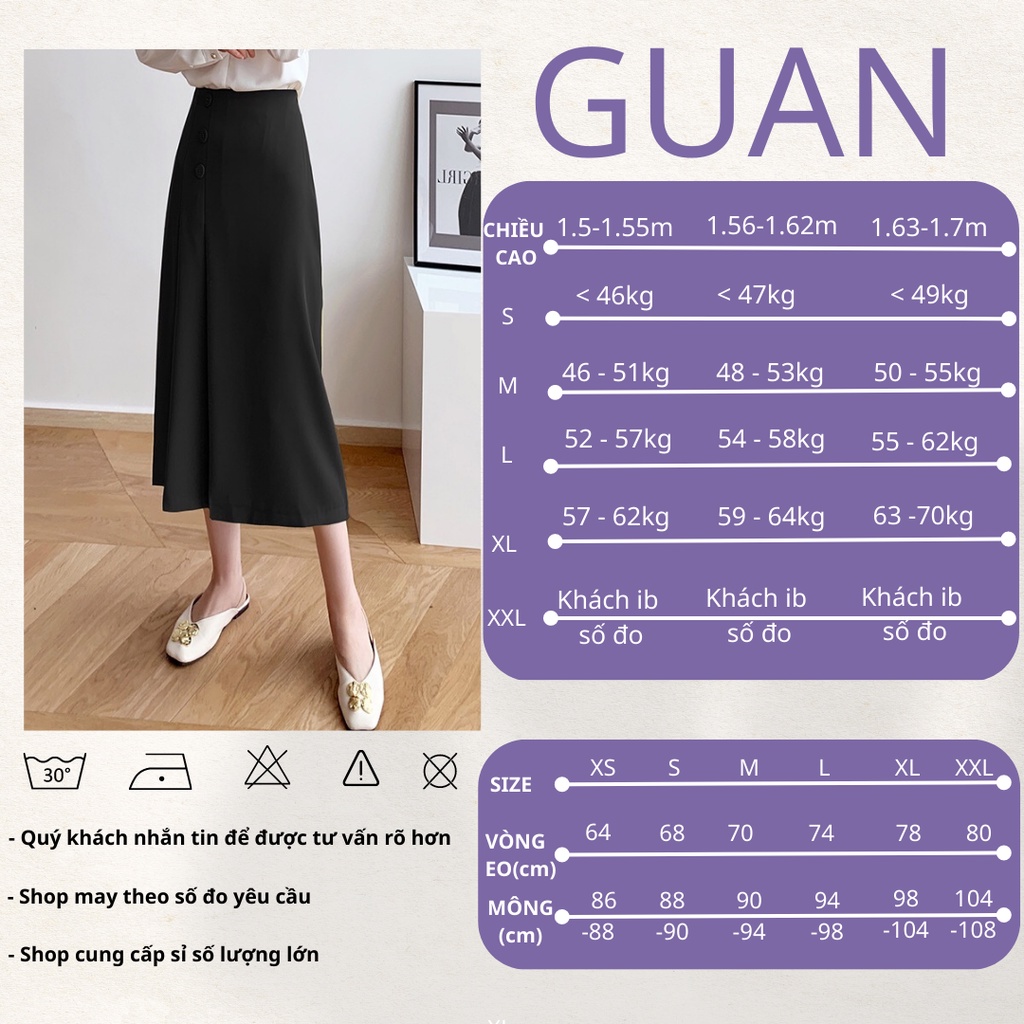 Chân váy xếp ly chữ a công sở dáng dài qua gối,Chân váy chữ a công sở bigsize GUAN