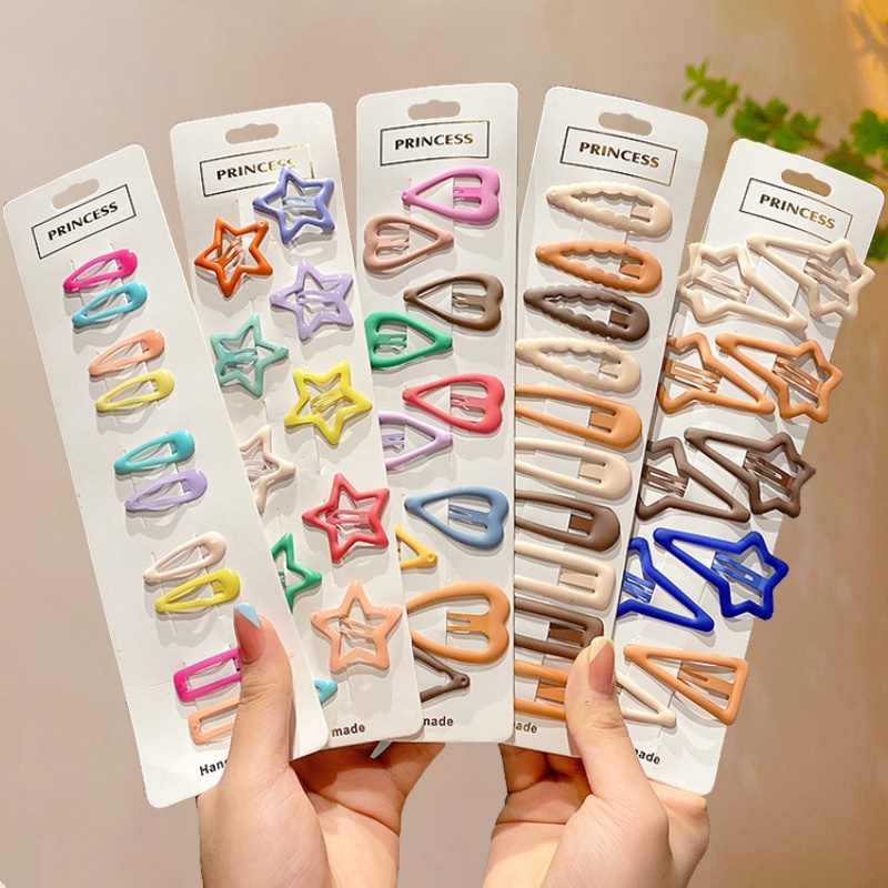 Set 4 Kẹp Tóc Hình Ngôi Sao / Bướm / Vuông / Giọt Nước Thời Trang Hàn Quốc Cho Nữ