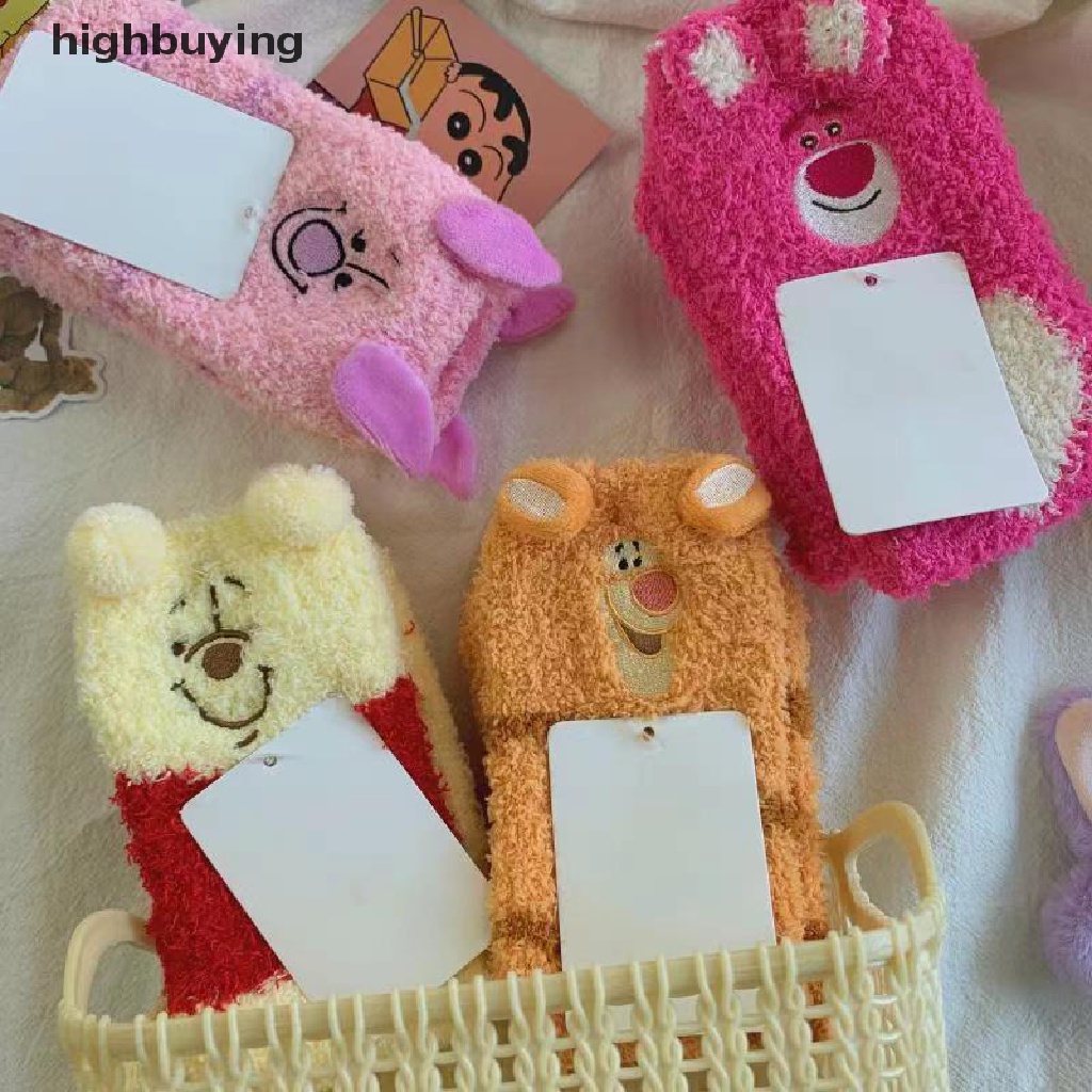 Hbvn Belle Mới Vớ Lông Cừu San Hô Dày Dặn Họa Tiết Hoạt Hình Winnie Tigger Dâu Tây Hổ Hoạt Hình Disney Cho Nữ