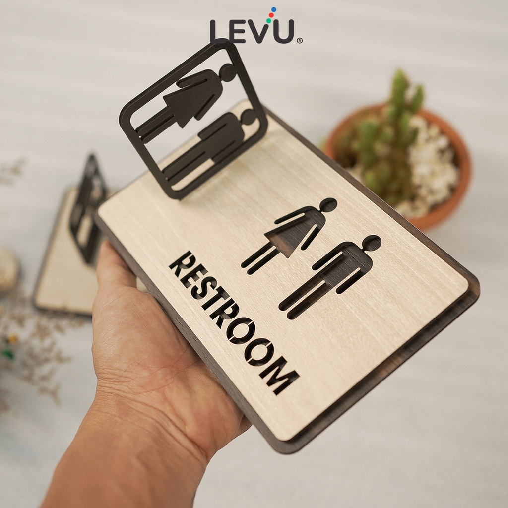 Bảng restroom 3D gắn tường thiết kế hiển thị đa chiều sáng tạo LEVU-TL38