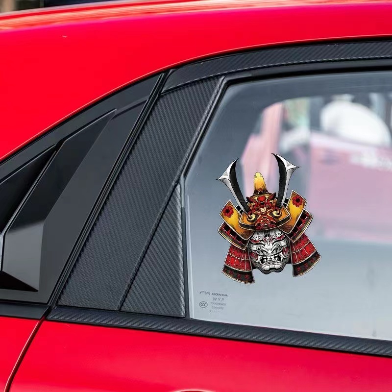 Miếng Dán Trang Trí Xe Hơi / Mũ Bảo Hiểm Hình Samurai Nhật Bản Màu Đen
