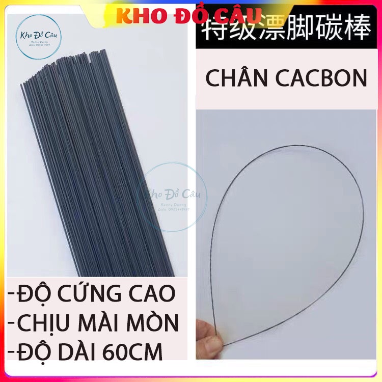 Chân cacbon cao cấp làm phao câu cá, combo 10 cây 60cm