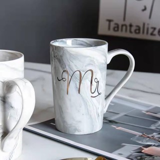 Ly, cốc sứ đôi Mr & Mrs họa tiết vân đá cao cấp