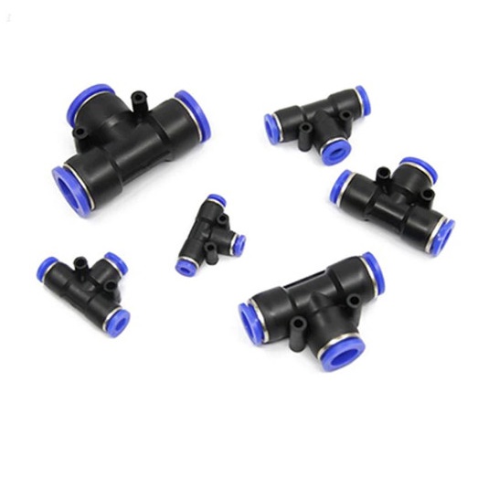 Khớp nối nhanh 3 đầu ống kích thước 6mm, 8mm, 10mm, 12mm dùng trong ngành khí nén