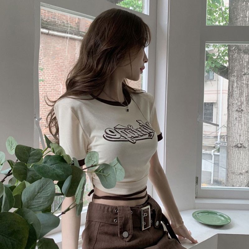 Áo Thun Croptop Dáng Ôm Cột Dây Thời Trang Hè 2023 Cá Tính Cho Nữ