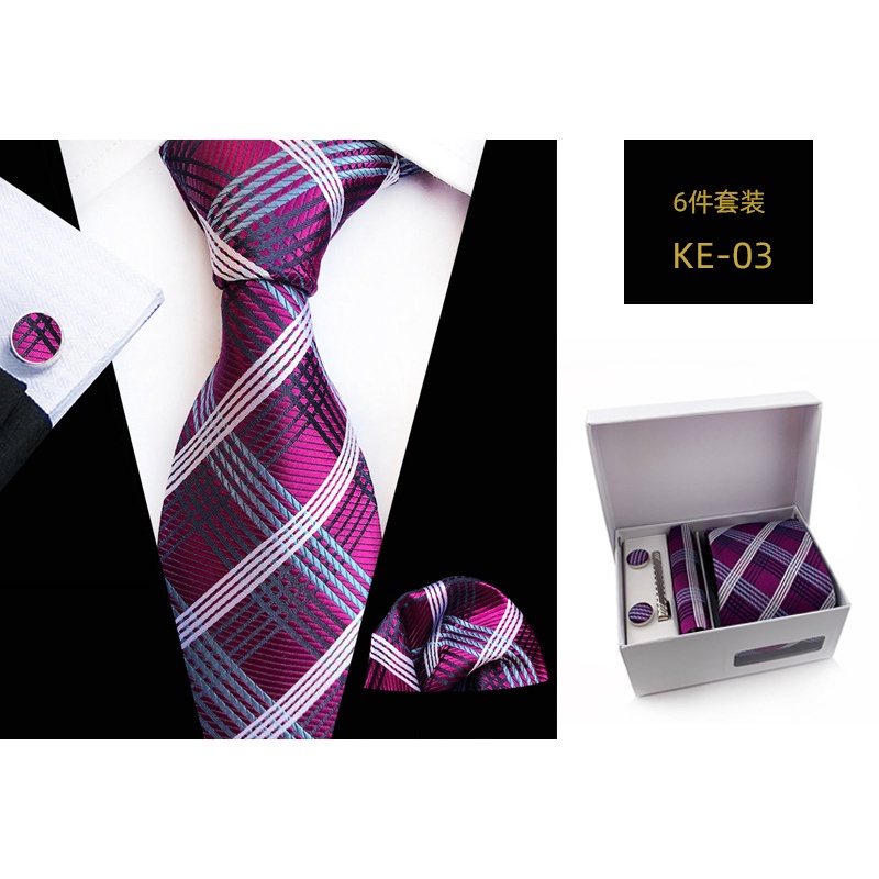 Cà vạt EFAN 8cm sọc ca rô đen xám vàng phong cách thời trang lịch lãm cho nam