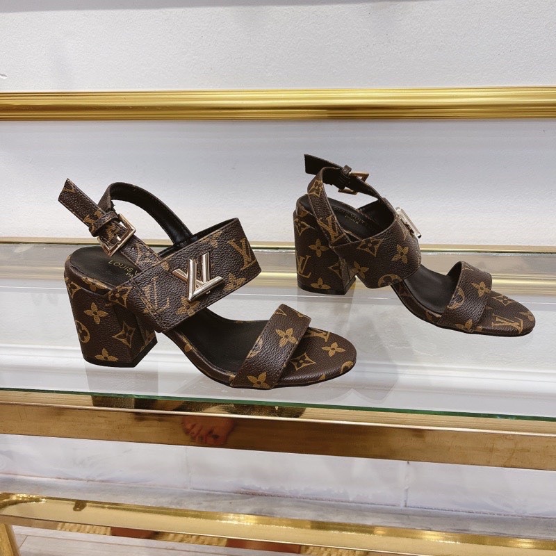 SANDAL LV HOA NÂU GÓT TRỤ