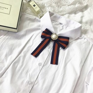Nơ cài áo 🎗️ 𝑭𝒓𝒆𝒆_𝒔𝒉𝒊𝒑 🎗 cài cổ áo sơ mi ruy băng cao cấp có đính đá [Hoa cài áo HANN]