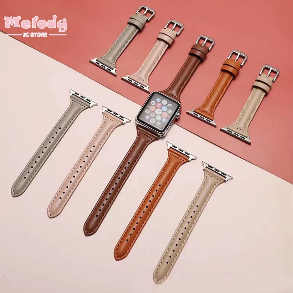 Dây Đeo Bằng Da PU Màu Kẹo Cho Đồng Hồ Thông Minh iwatch 45 / 44 / 42 / 41 / 40 / 38mm 8 / 7 / 6 / SE / 5 / 4