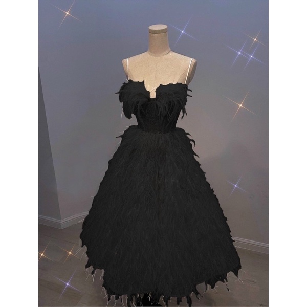 Đầm Xoè Cúp Đính Lông Cao Cấp