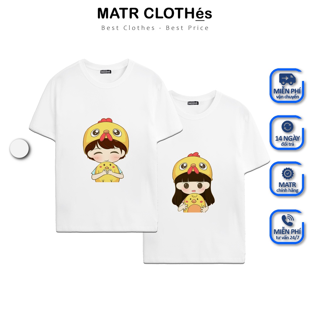 Áo thun đôi in hình Con Gà Kute tay ngắn form rộng Unisex