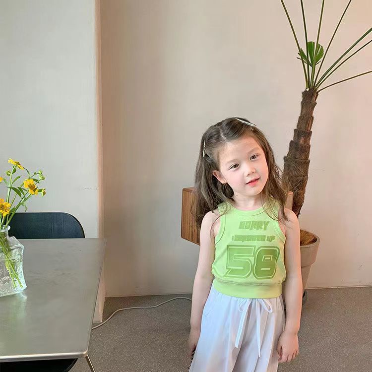 Áo Thun Cotton Không Tay In Monogram Thời Trang Mùa Hè Hàn Quốc Mới 2023 Dành Cho Bé Gái