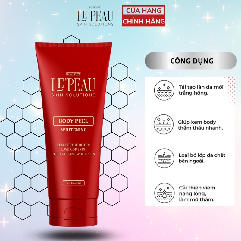Peel da body toàn thân retinol Lepeau, kem peel body trắng sáng hết thâm sạm sau 7 ngày 150ml