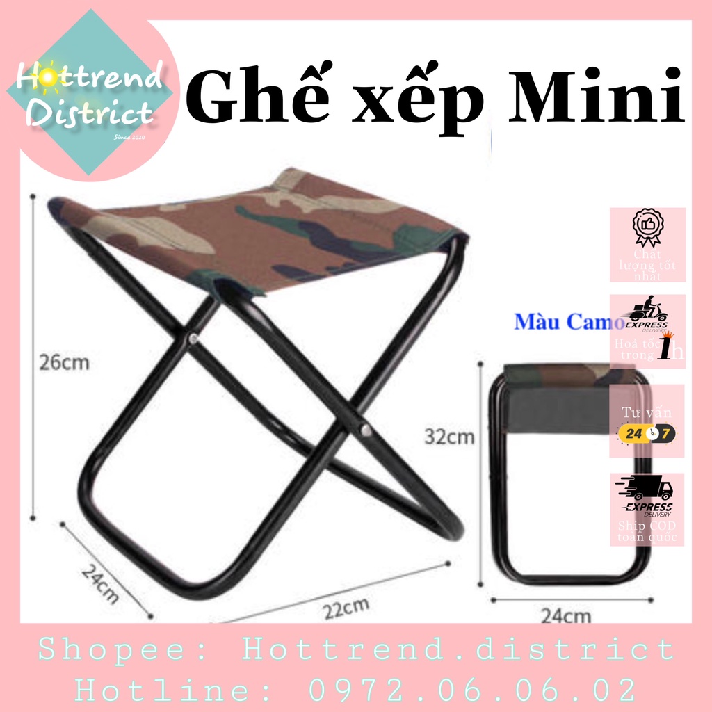 Ghế xếp mini đi du lịch, cắm trại, ghế câu cá, dã ngoại siêu gọn nhẹ