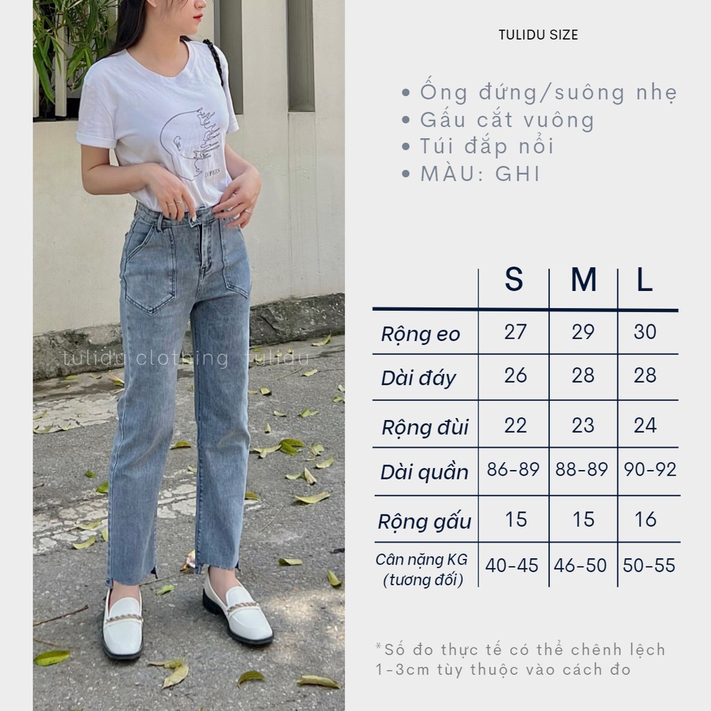 Quần Jean Ống Đứng Nữ 6 Màu Lưng Cao Co Giãn 4 Chiều Quần Ống Đứng