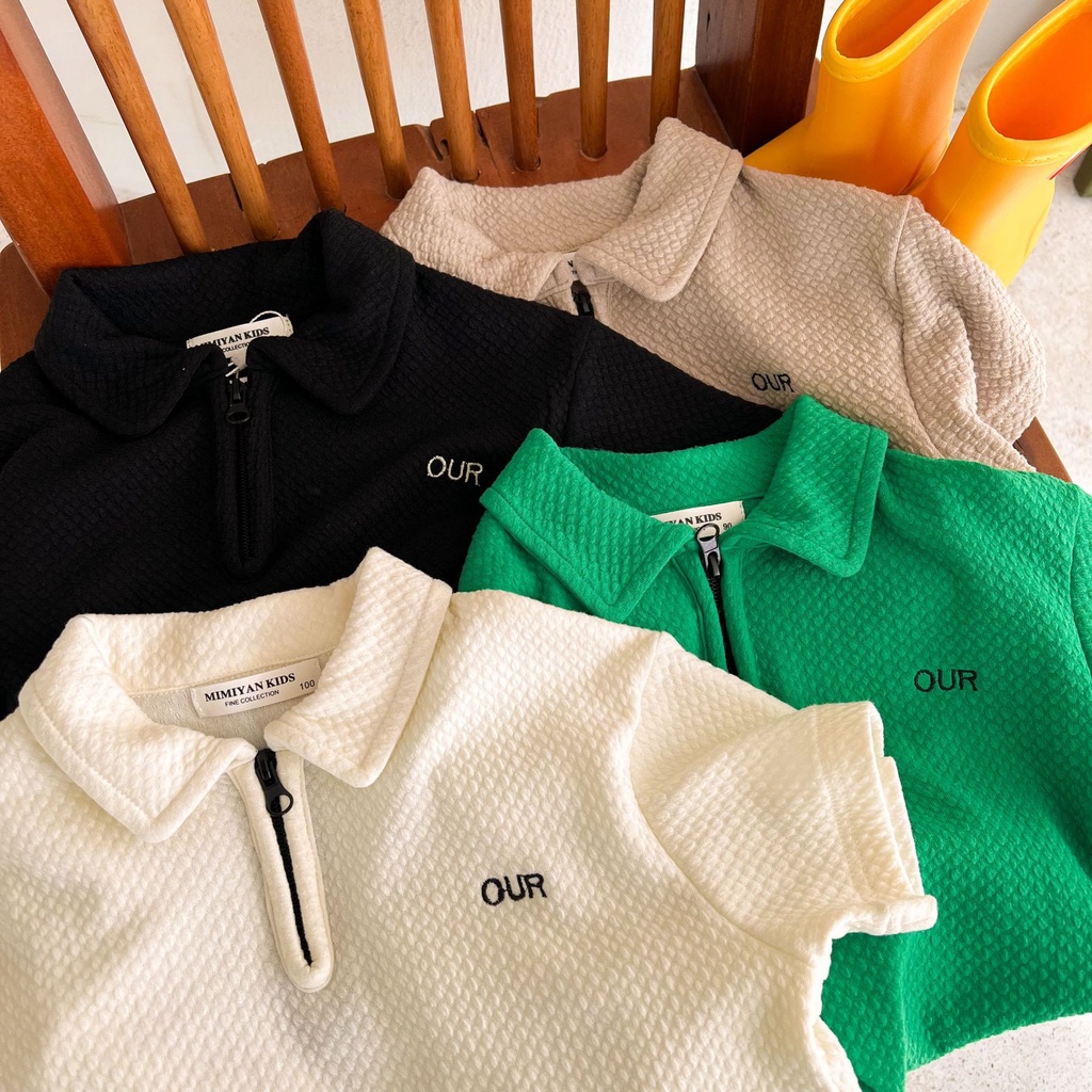 Bộ cộc tay cho bé chất đũi Xốp in chữ OUR cao cấp chuẩn đẹp y hình siêu thoải mái thoáng mát MOOBABY SHOP