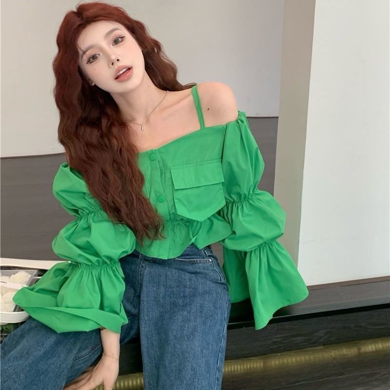 Áo Kiểu Tay Phồng Một Bên Vai Thời Trang Mùa Xuân 2023 Dành Cho Nữ