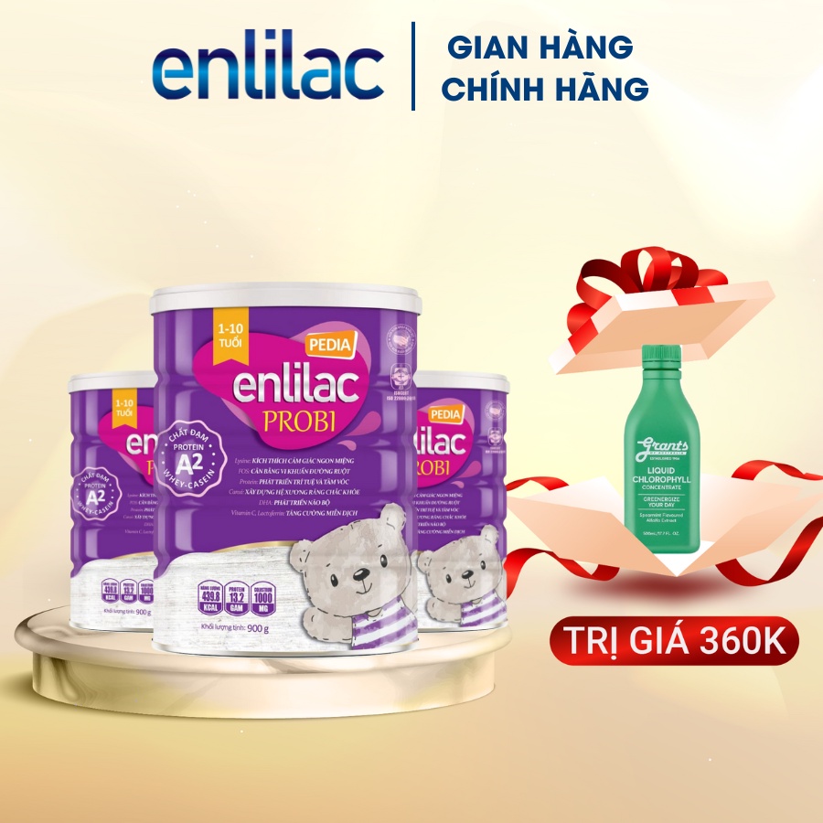 (Mua 2 tặng Yến Sào) Enlilac Probi Protein A2 Pedia hỗ trợ phát triển trí não và chiều cao cho bé 900gr