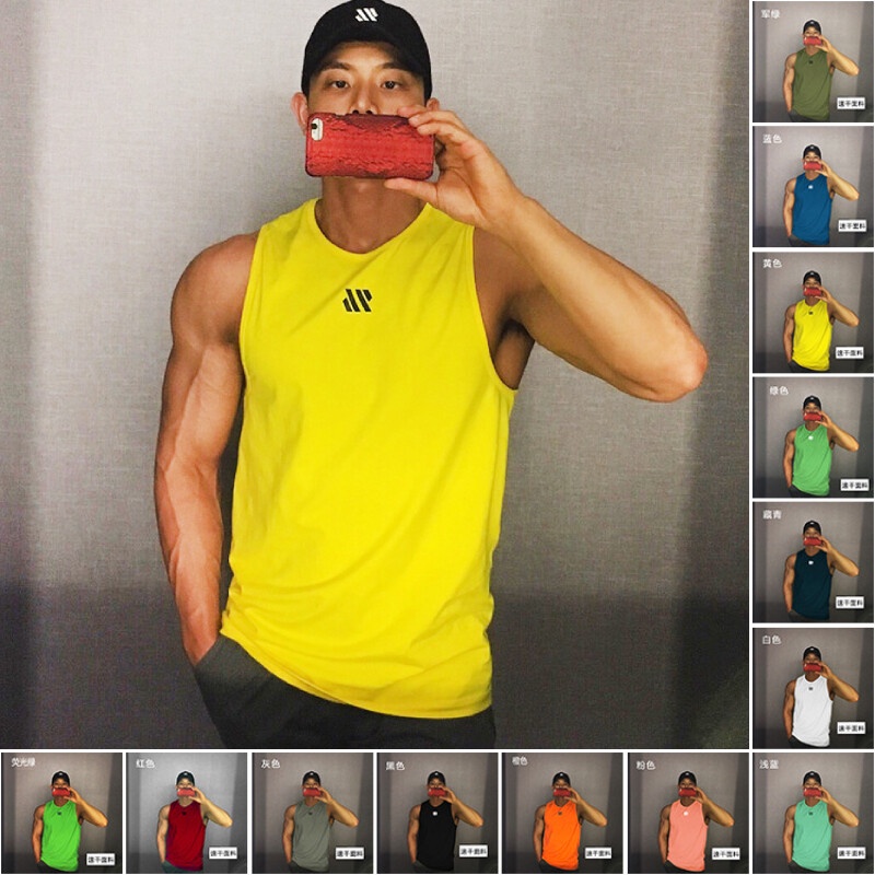 Nhanh Khô Nam Singlet Top Không Tay Singlet Co Giãn Thể Thao Chạy Thể Dục Tập Gym Áo Vest Nam Thể Hì