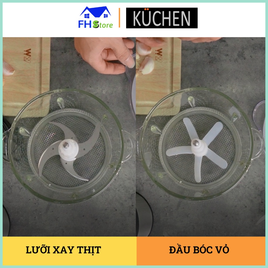 Máy xay thịt, bóc vỏ Kuchen KU DKFC1212 Dung tích 2.1 lít, Bảo hành 24 tháng