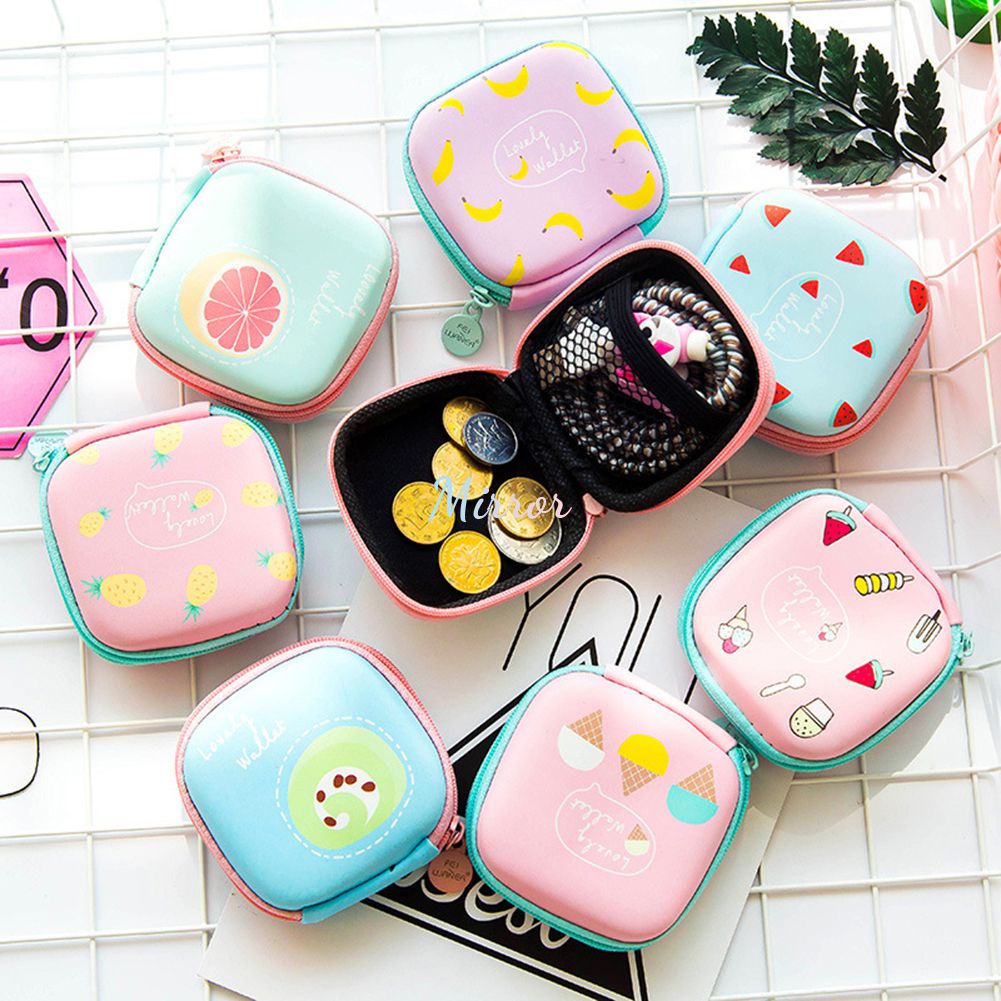 ♕Ví Khóa Kéo Hoạt Hình Hộp Đựng Tai Nghe Túi Đựng In Hình Trái Cây Cầm Tay Cho Nữ Túi Đựng Tai Nghe Dây Cáp Ngày Tháng Cho Nữ Ngày Lễ Tình Nhân