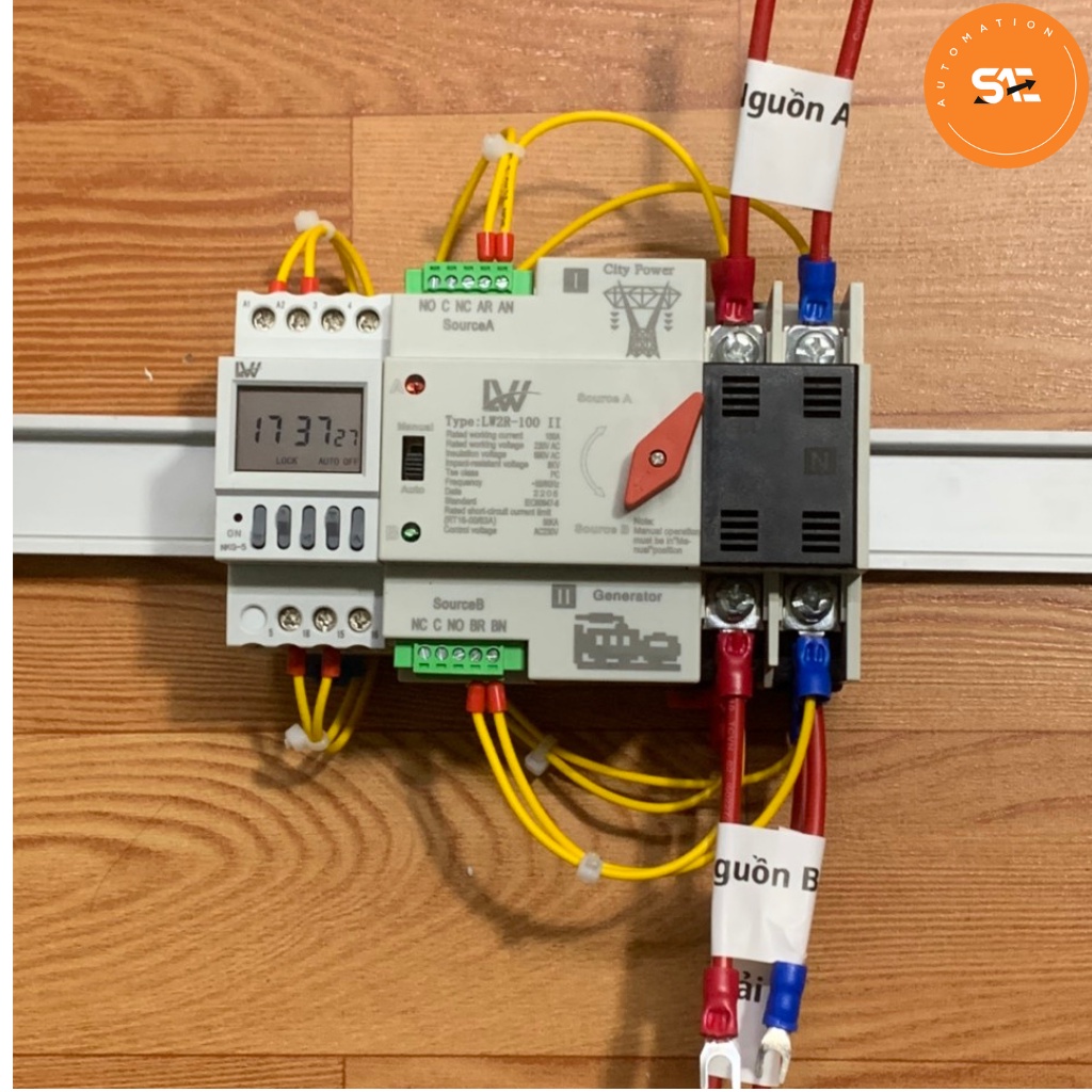 Bộ thiết bị ATS 2P-100A tự động chuyển nguồn không gây mất điện mỗi nguồn 15 ngày