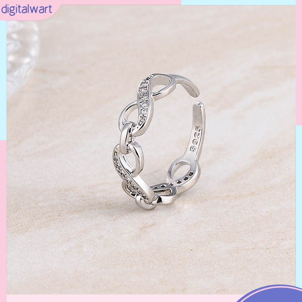 Nhẫn Hở Khắc Số 8 Vô Cực Đính Đá Lấp Lánh Thời Trang Có Thể Điều Chỉnh Cho Nữ