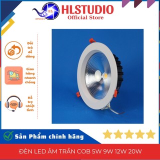 Đèn Led âm trần COB HL Studio, đế dày, siêu bền, công suất 5w 9w 12w 20w