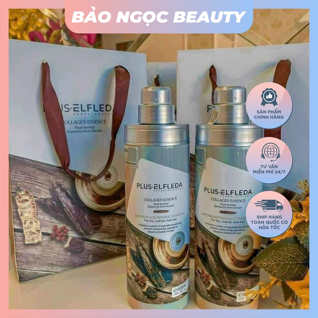 Cặp dầu gội xả bồ kết cô đặc colagel essence plus-elfleda - 600ml